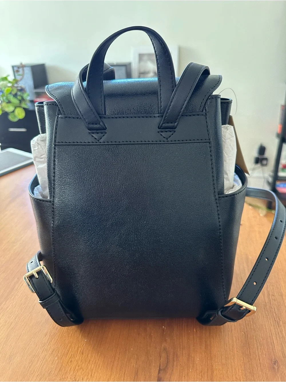 Michael Kors Black Leather MK Logo Mini Backpack